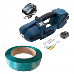 Zestaw: bandownica akumulatorowa + taśma PET 15 mm × 1000 m – spinanie palet
